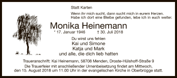 Todesanzeige von Monika Heinemann von MZV
