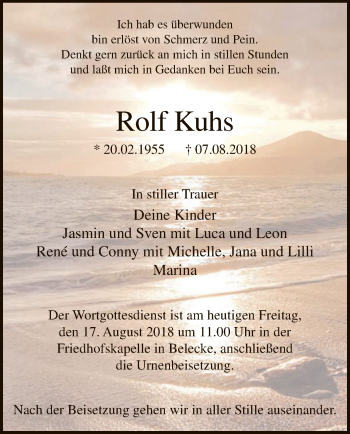Todesanzeige von Rolf Kuhs von MZV
