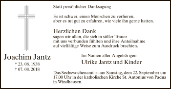 Todesanzeige von Joachim Jantz von MZV