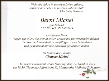 Todesanzeige von Berni Michel von MZV