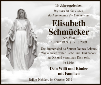 Todesanzeige von Elisabeth Schmücker von MZV