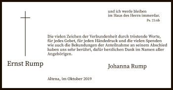 Todesanzeige von Ernst Rump von MZV