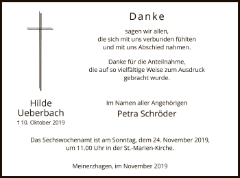 Todesanzeige von Hilde Ueberbach von MZV