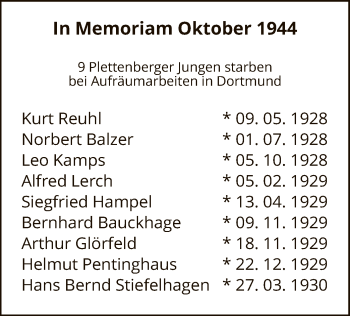 Todesanzeige von In Memoriam Oktober 1944 von MZV