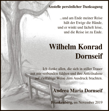 Todesanzeige von Wilhelm Konrad Dornseif von MZV