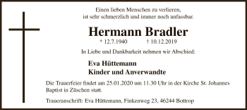Todesanzeige von Hermann Bradler von MZV