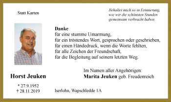 Todesanzeige von Horst Jeuken von MZV