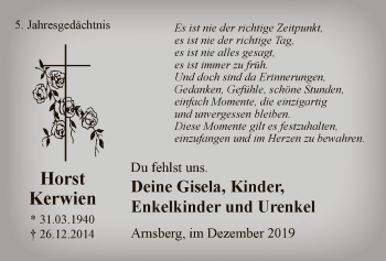 Todesanzeige von Horst Kerwien von MZV