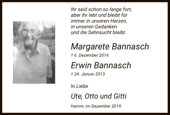 Todesanzeige von Margarete und Erwin Bannasch von MZV