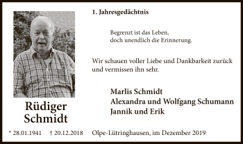 Todesanzeige von Rüdiger Schmidt von MZV