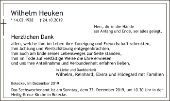 Todesanzeige von Wilhelm Heuken von MZV