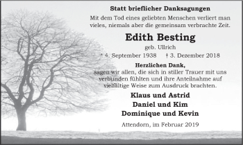Todesanzeige von Edith Besting von HSK
