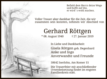 Todesanzeige von Gerhard Röttgen von MZV