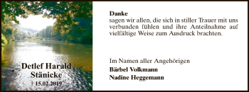 Todesanzeige von Detlef Harald Stänicke von MZV