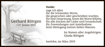 Todesanzeige von Gerhard Röttgen von MZV