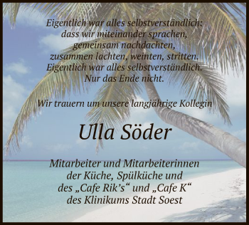 Todesanzeige von Ulla Söder von MZV