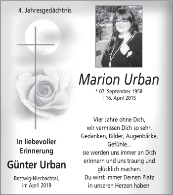 Todesanzeige von Marion Urban von HSK