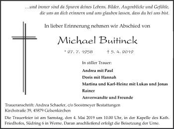 Todesanzeige von Michael Buitinck von MZV