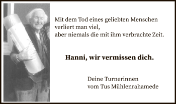 Todesanzeige von Hanni  von MZV
