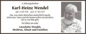 Todesanzeige von Karl-Heinz Wendel von MZV
