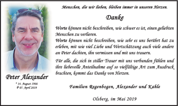 Todesanzeige von Peter Akxander von HSK