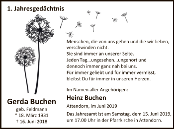 Todesanzeige von Buchen Gerda von MZV