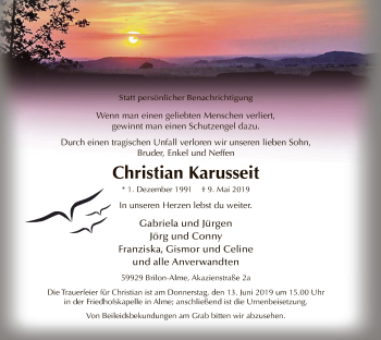 Todesanzeige von Karusseit Christian von MZV
