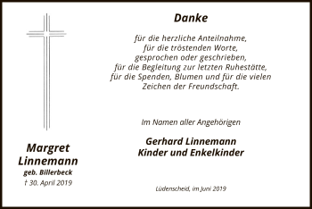 Todesanzeige von Margret Linnemann von MZV