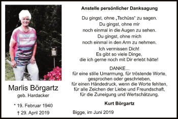 Todesanzeige von Marlis Börgartz von MZV