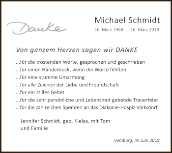 Todesanzeige von Michael Schmidt von MZV