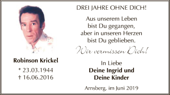 Todesanzeige von Robinson Krickel von MZV