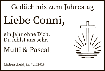Todesanzeige von Conni  von MZV