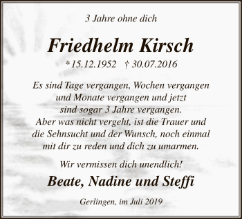 Todesanzeige von Friedhelm Kirsch von MZV