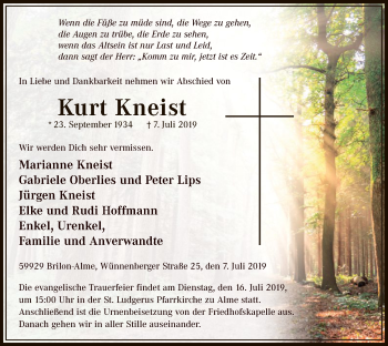 Todesanzeige von Kurt Kneist von MZV