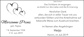 Todesanzeige von Marianne Prinz von MZV