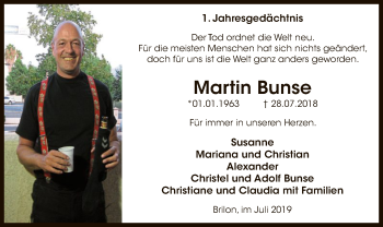 Todesanzeige von Martin Bunse von MZV