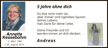 Todesanzeige von Annette Kessebohm von MZV