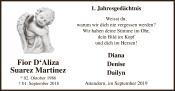 Todesanzeige von Fior D‘Aliza  Suarez Martinez von MZV