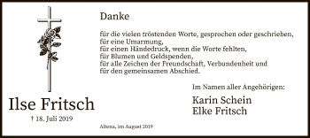 Todesanzeige von Ilse Fritsch von MZV