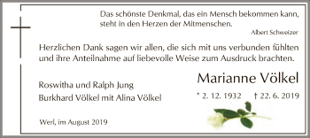 Todesanzeige von Marianne Völkel von MZV