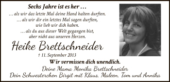 Todesanzeige von Heike Brettschneider von MZV