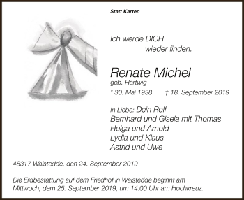 Todesanzeige von Renate Michel von MZV