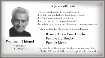 Todesanzeige von Wolfram Thienel von MZV