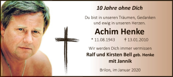 Todesanzeige von Achim Henke von MZV