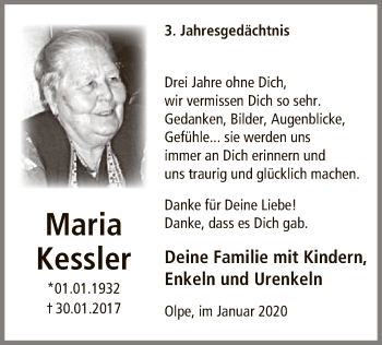 Todesanzeige von Maria Kessler von MZV