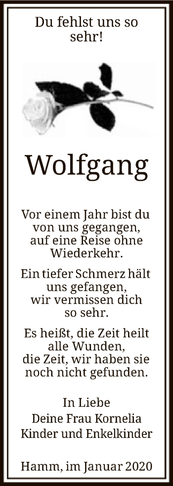 Todesanzeige von Wolfgang  von MZV