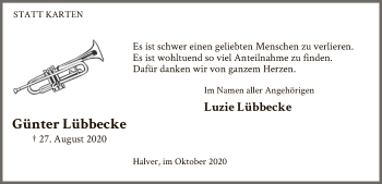 Todesanzeige von Günter Lübbecke von WA