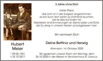 Todesanzeige von Hubert Meier von WA