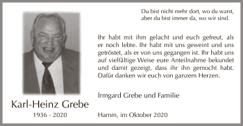 Todesanzeige von Karl-Heinz Grebe von WA