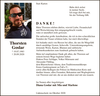 Todesanzeige von Thorsten Goslar von WA